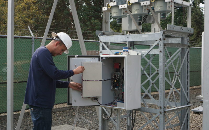 PUD crew working on a substation