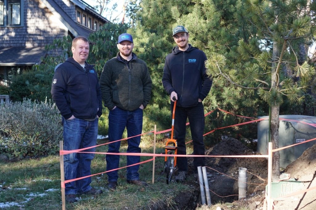 Electrical engineers team in the field