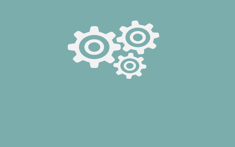 Gear icon on light teal background