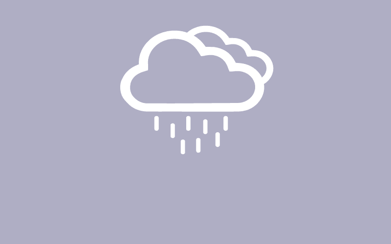 Rainy cloud icon on light cool gray background