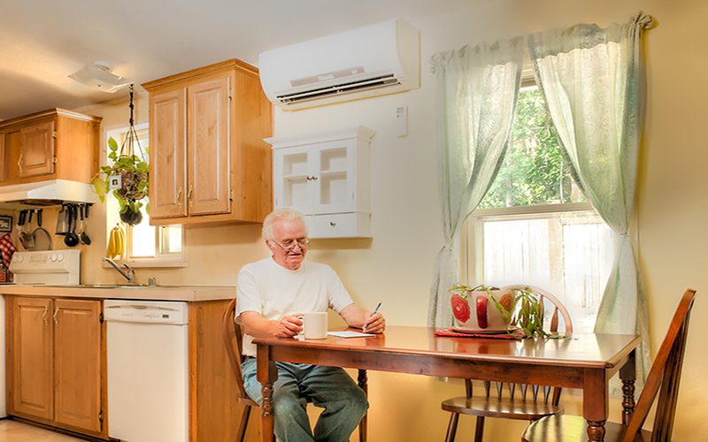 Ductless Heap Pump in kitchen