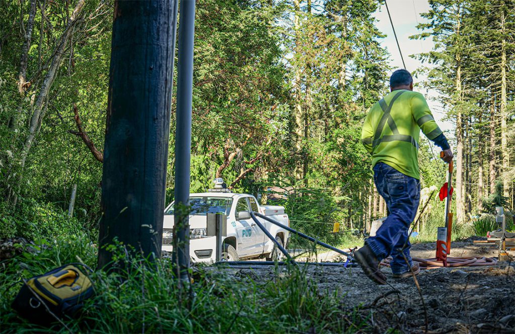 PUD meter reader surveying the area