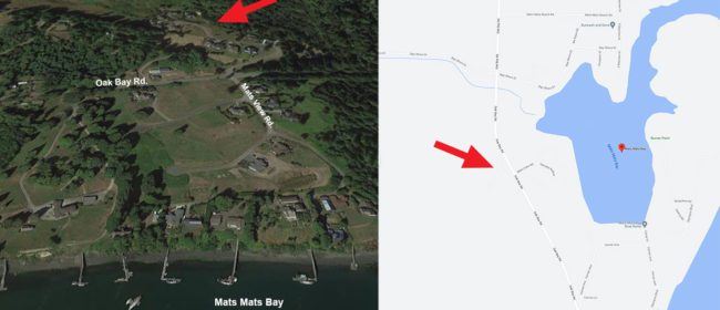 Two maps with red arrows indicating where Mats View system well is