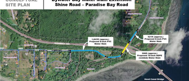 Aerial view of conceptual site plane for Bywater Bay water main extension