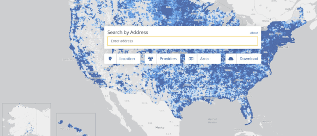 FCC national broadband map image showing broadband density.