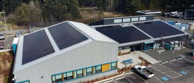 Complete solar panel installation on PUD building