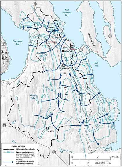 A map of the Chimacum basin water flow.