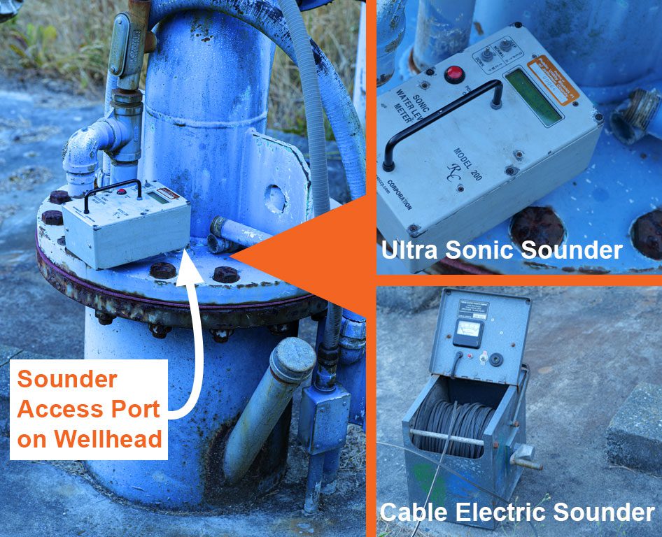 JPUD's sparring well wellhead with ultra sonic sounder inserted.