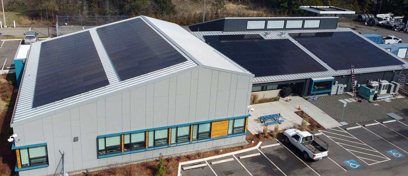 Aerial image of JPUDs rooftop solar array