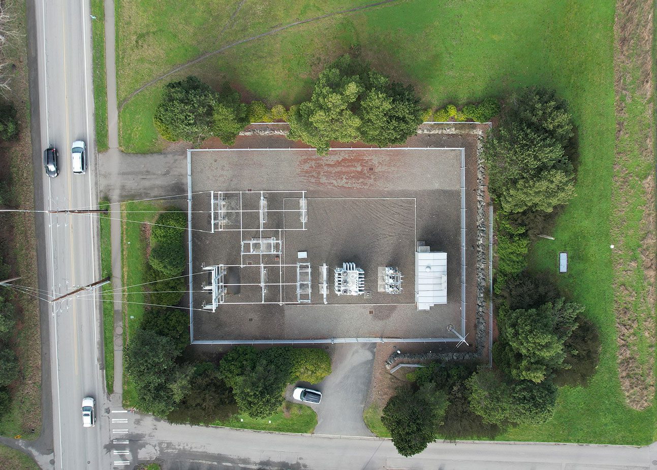 Overhead view from above of there Dana Roberts substation in Port Townsend.