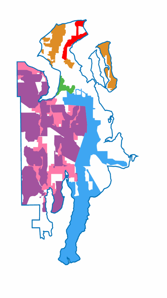 Map of PUD broadband buildout areas in eastern Jefferson County.