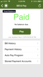 Bill and Pay screen in smart hub